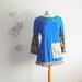 Upcycled 70's Bohemian Tunic Top Cobalt Blue Gold Boho Shirt Women's Clothing Fringe Hippie Clothes Medium 'GIATTA'