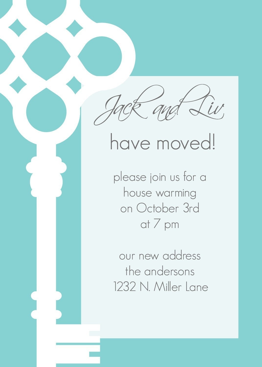 JackandLiv- Custom Key Moving Annoucement or Housewarming Invitation - PRINTABLE INVITATION DESIGN