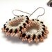 Elegant Pearl White Black and Gold Hand Beaded Earrings