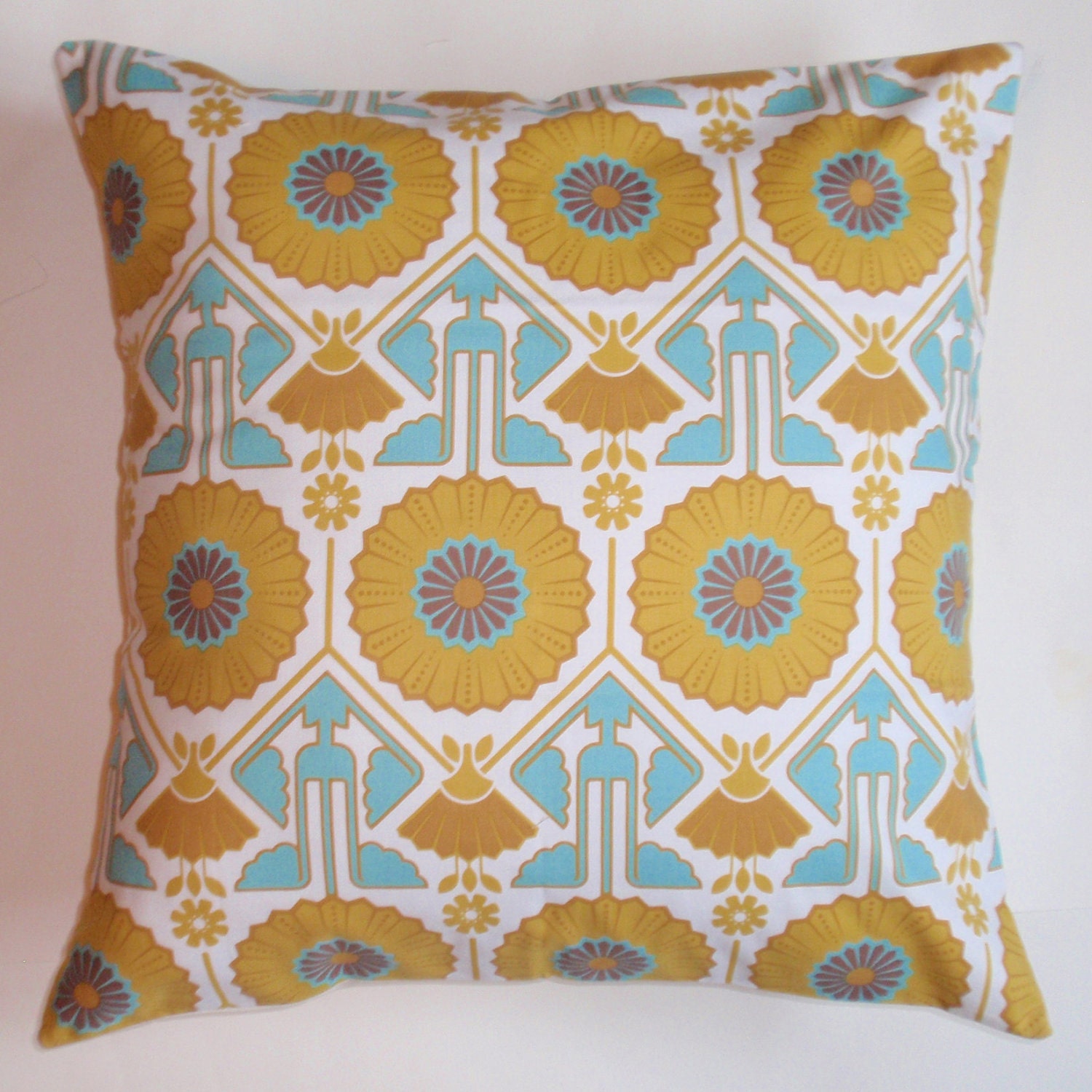 Throw Pillow  Cover - 16x16"  sewn with Joel Dewberry's Sunflower in Sunglow from the Modern Meadow Collection - Floral Throw Pillow Cover