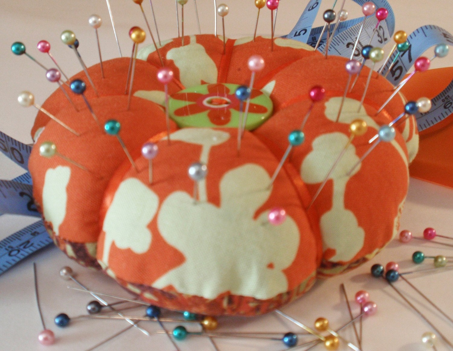 Pincushion, Reversible Lavender scented Pincushion in assorted Designer Fabrics, Handmade - Sewing Notions - Sewing Accessory - Needle Craft