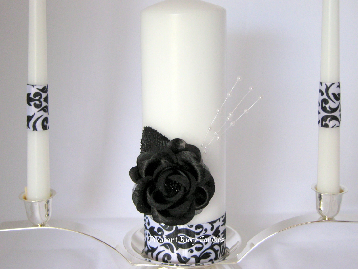 Unity Candle Black Wedding Damask Style