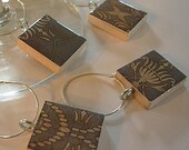 Gray and Cream / NEST / Reversible Scrabble Tile Wine Charms