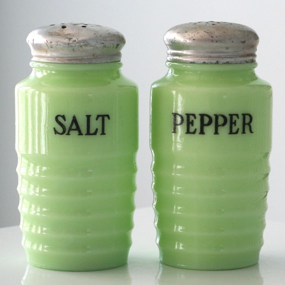 Jeannette Light Jadite Salt and Pepper Shakers
