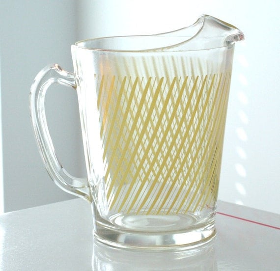 Clear Pitcher with Yellow Stripes