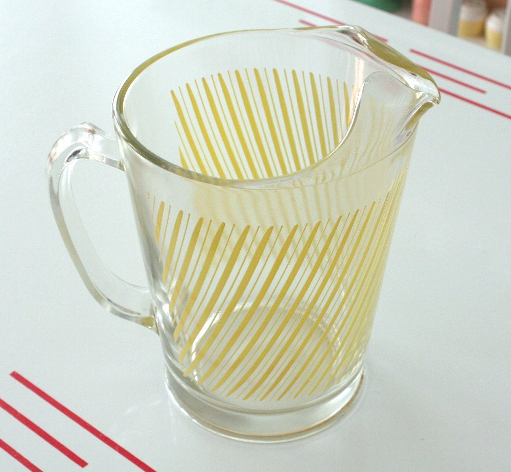 Clear Pitcher with Yellow Stripes