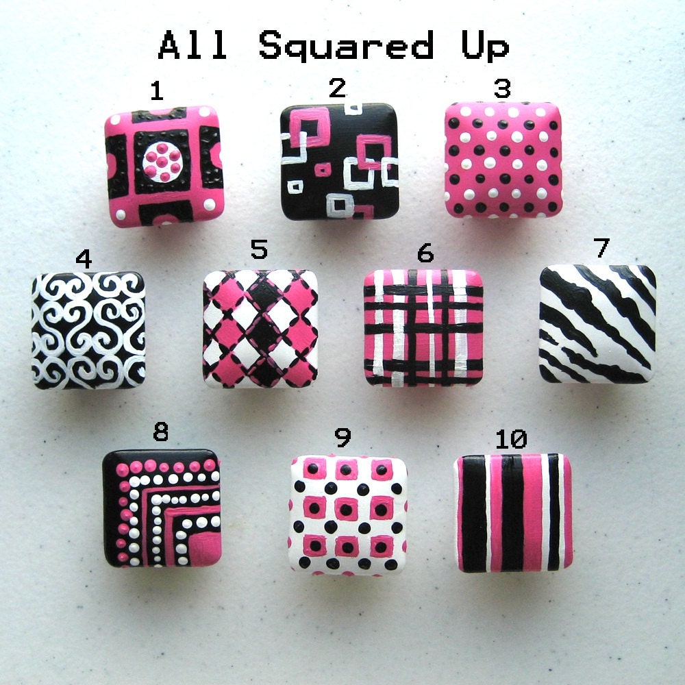 CUSTOM Hand painted Decorative Square DRAWER KNOB totally customized for you