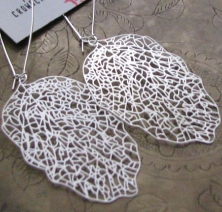 Large Lacey Silver Leaf Earrings SALE