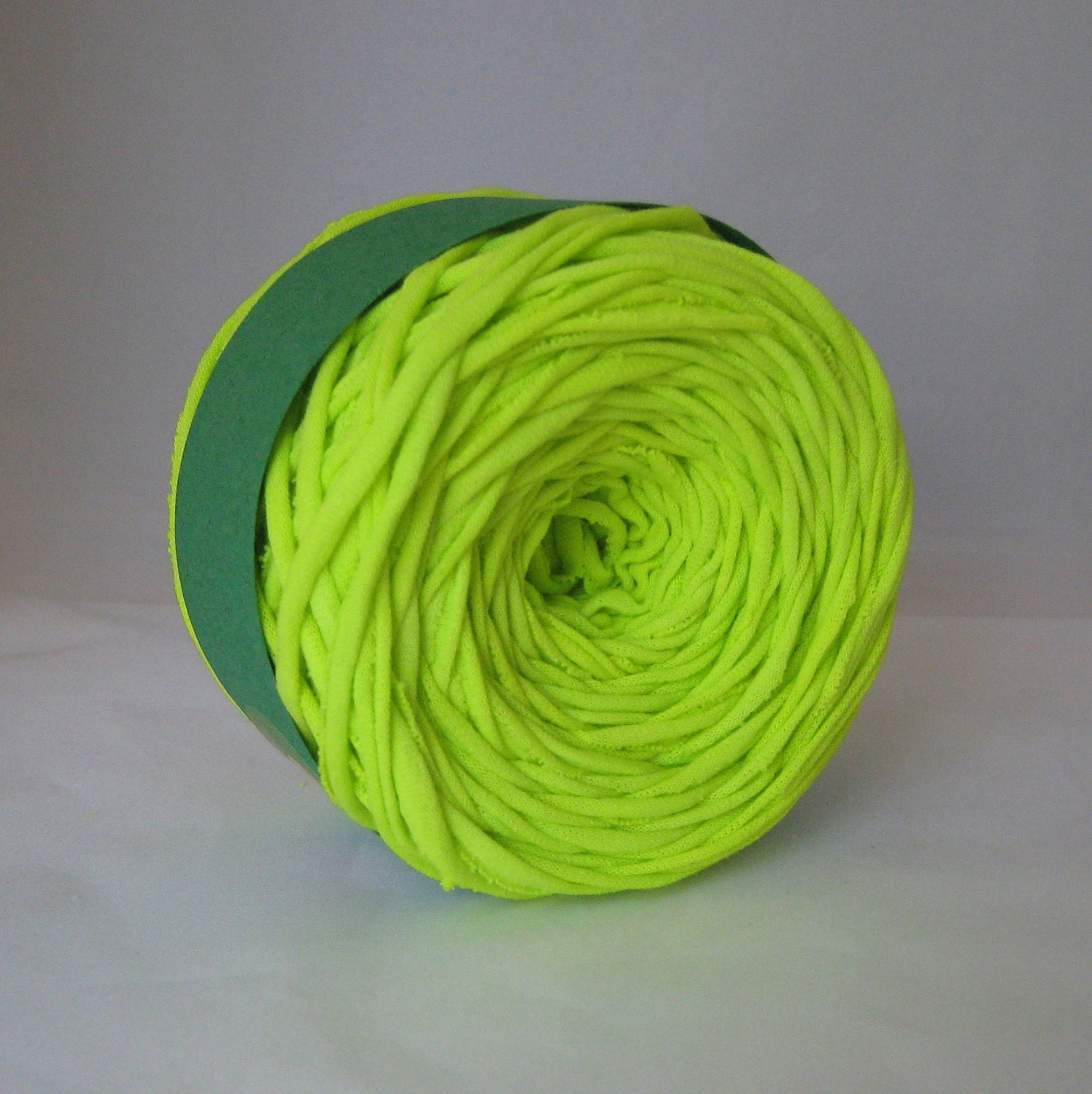 Hand Dyed T Shirt Yarn- Neon Green 60 Yards