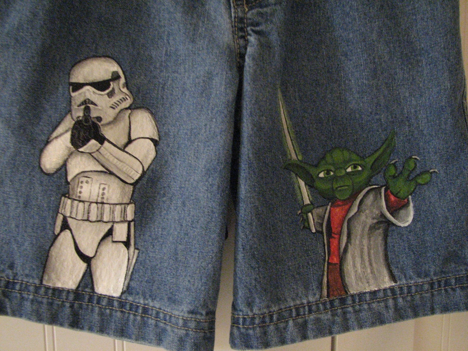 Custom painted Star Wars Jeans, or shorts sizes 12m to 24m, 2, 2T to 12