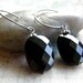 Onyx Drop Earrings, Simple Black Dangle Earrings, Dainty Petite Faceted Black Earrings