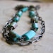 Two Strand Turquoise and Sterling Silver chain bracelet, Boho Turquoise Bracelet