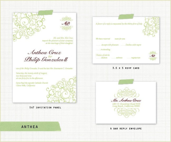 ANTHEA Wedding Invitation and RSVP Set