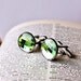 Father's day-Perfect Round Swarovski Peridot Green Crystal Silver Cufflinks, gift for him, wedding, groom, brothers, best buddy