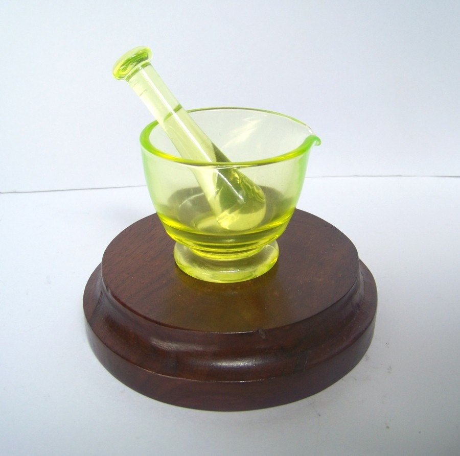 Vaseline Glass Mortar and Pestle by epoca on Etsy