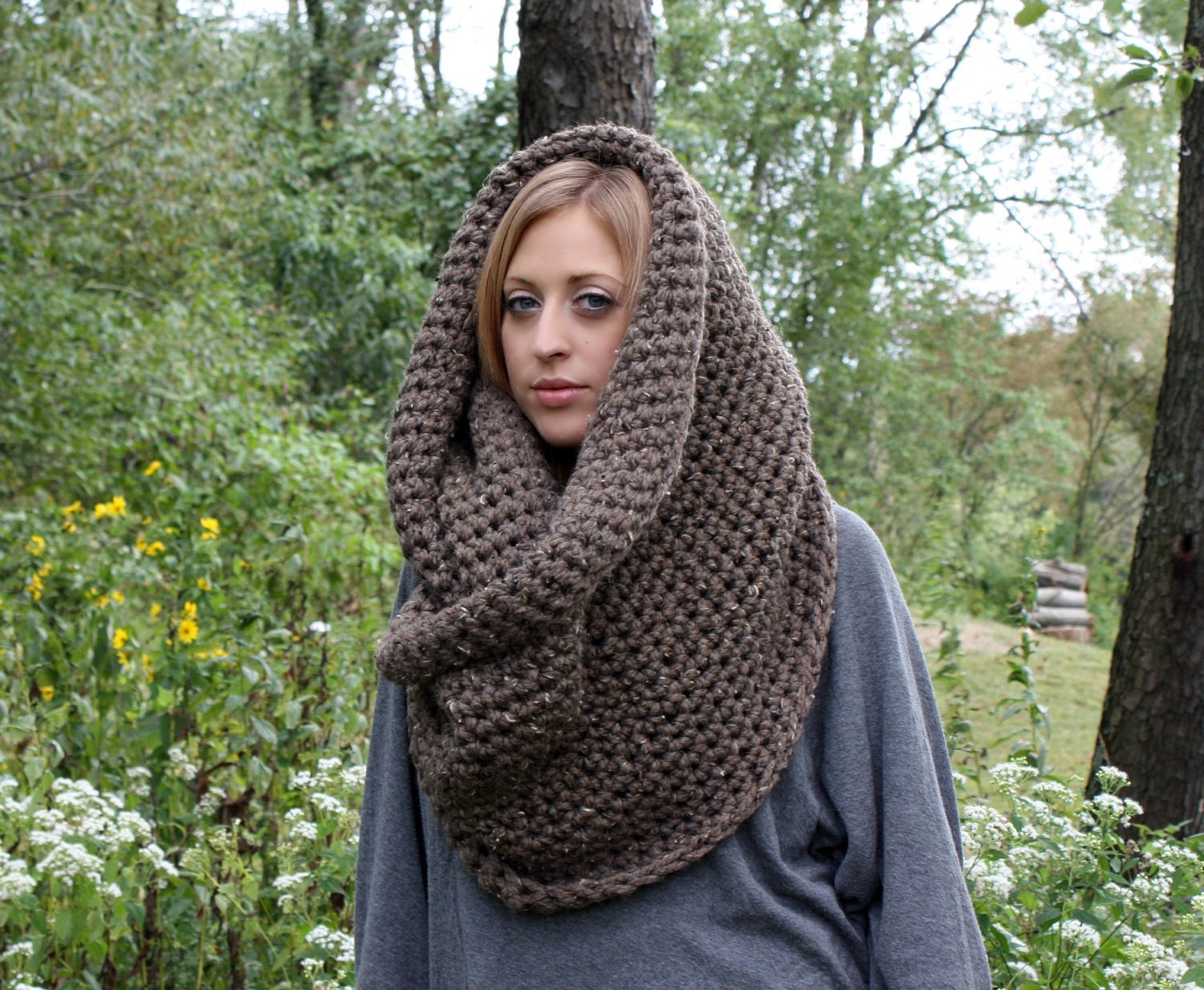 The Yukon Cowl... Long Warm Infinity Scarf in Barley