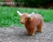 Needle Felted Scottish Highland Cow Sculpture: Custom OOAK