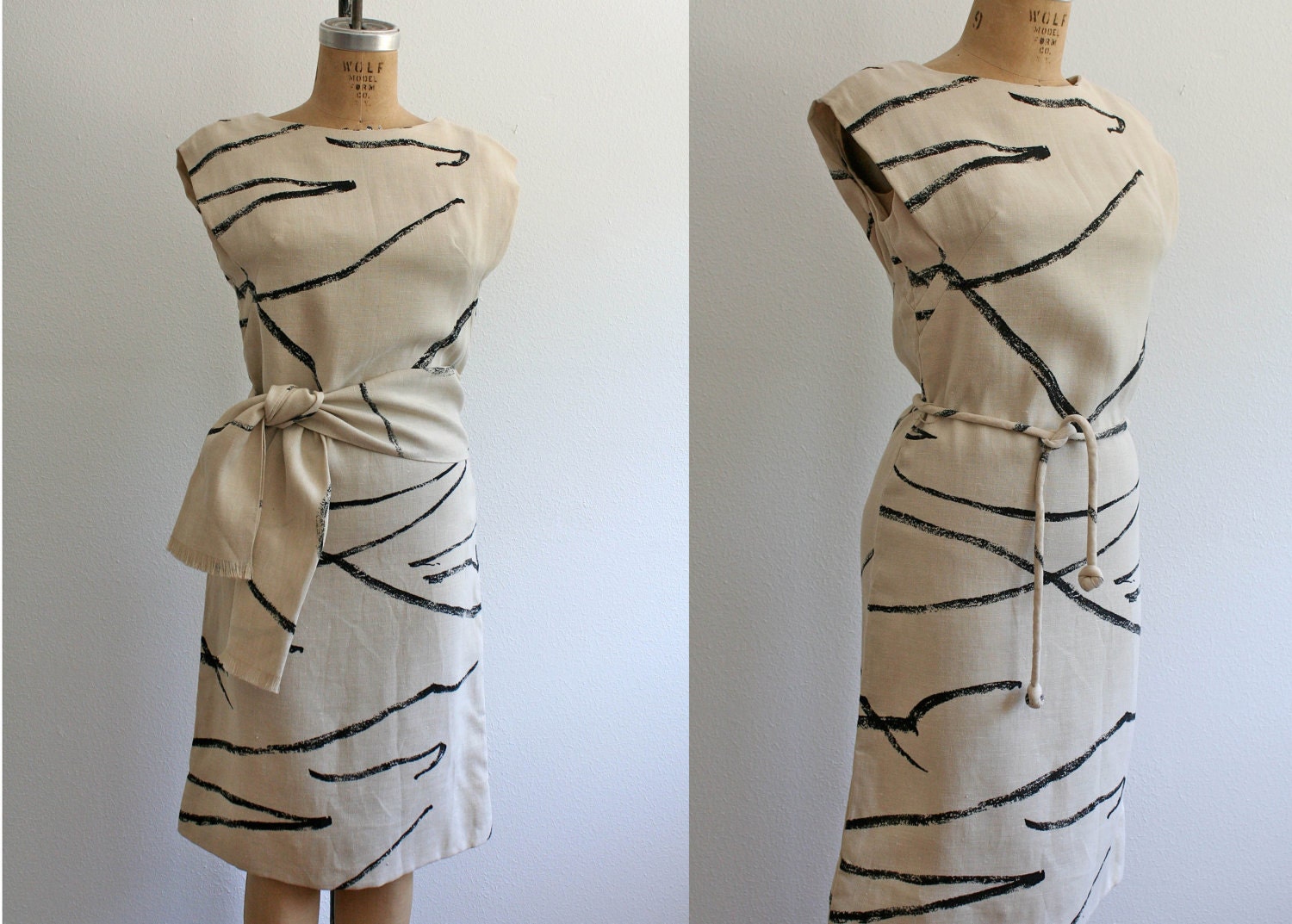 vintage Linen Brushstroke dress