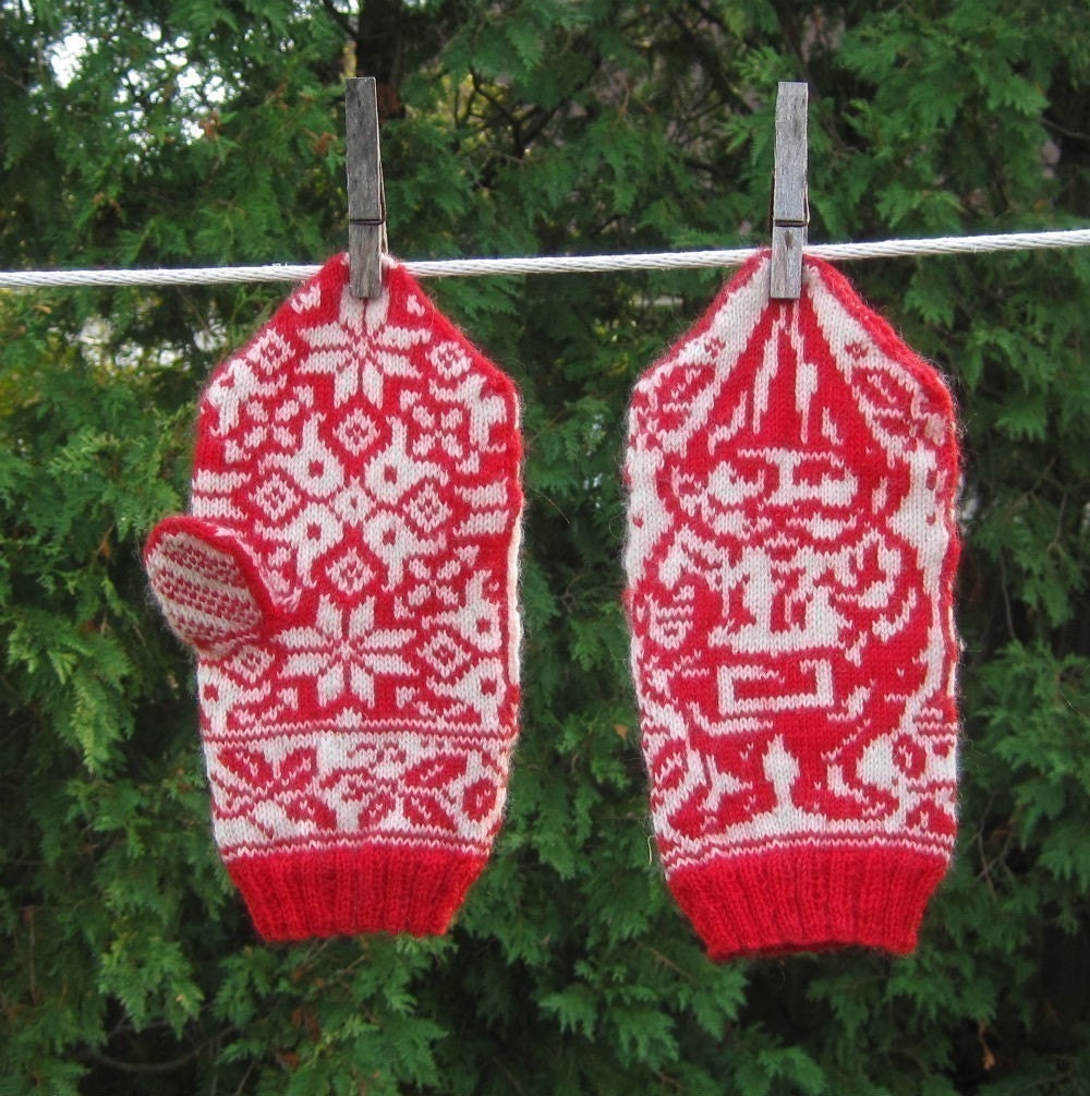 PDF Knitting Pattern- Garden Gnome Mittens