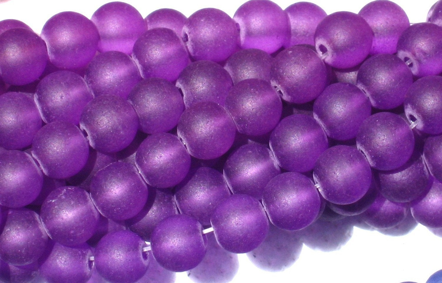 8mm Frosted Glass Round Beads Purple Grape 20