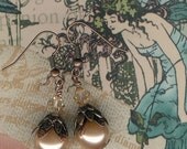 50% off SALE- Eve Earrings -Antique Copper, Golden Shadow Swarvoski Crystal and Ivory Pearl