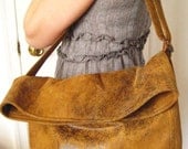 Dark Mustard Bag, Flop Bag, Faux Suede Handbag
