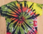 Rastaman Spiral with Black Background Tie Dye T-Shirt (Fruit of the Loom Size 3XL) (One of a Kind)