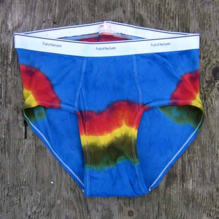 Red Yellow and Green on Blue Tie Dye Underwear by madebyhippies
