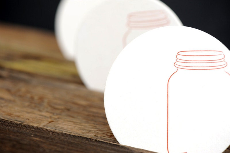 Mason Jar Letterpress Paper Coasters