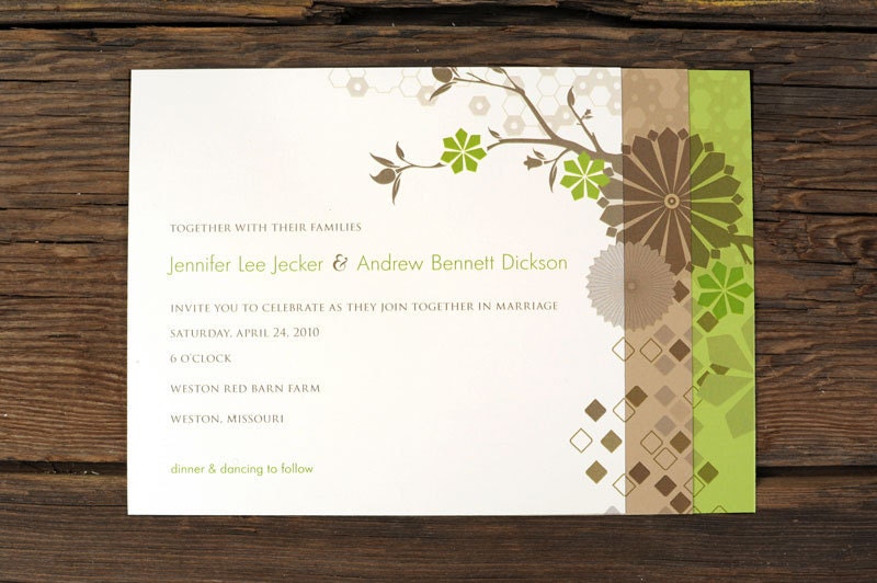 Layered Geometric Nature Wedding Invitations