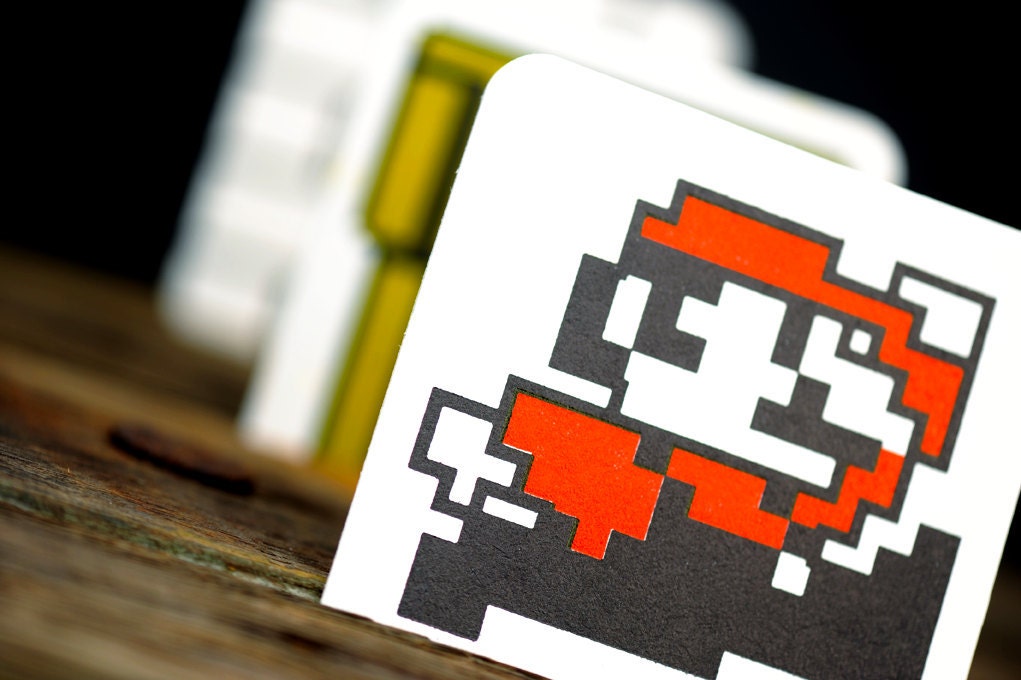 Mario Coasters 25% OFF SALE - Party Letterpress Nintendo Fun Super Mario Bros