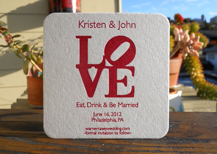 Save the date - letterpress coasters