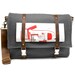 Camera & tablet messenger bag with leather strap - gray herringbone