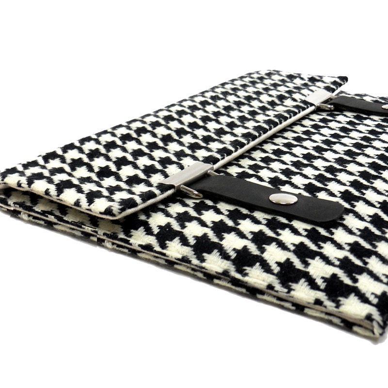 iPad case - black and white houndstooth