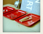 Small Metal Desk Organizer Tray Set - Bright Red