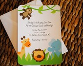 Jungle Animal Birthday Party Invitations