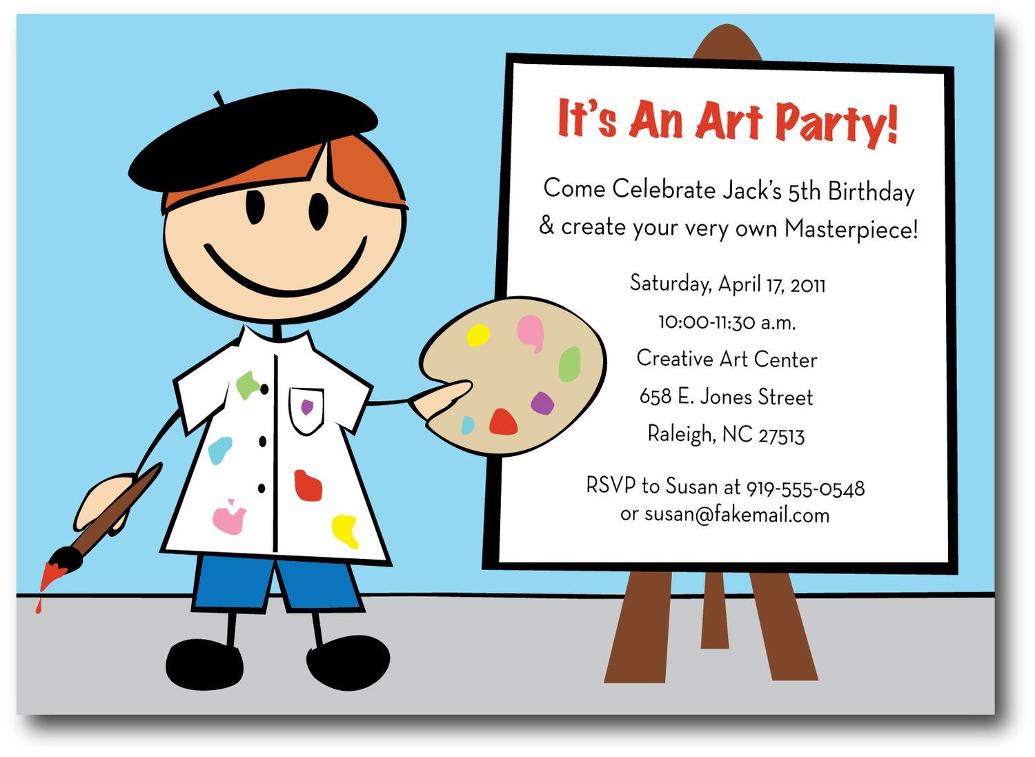 Artist birthday party invitation (custom), printable Il_170x135