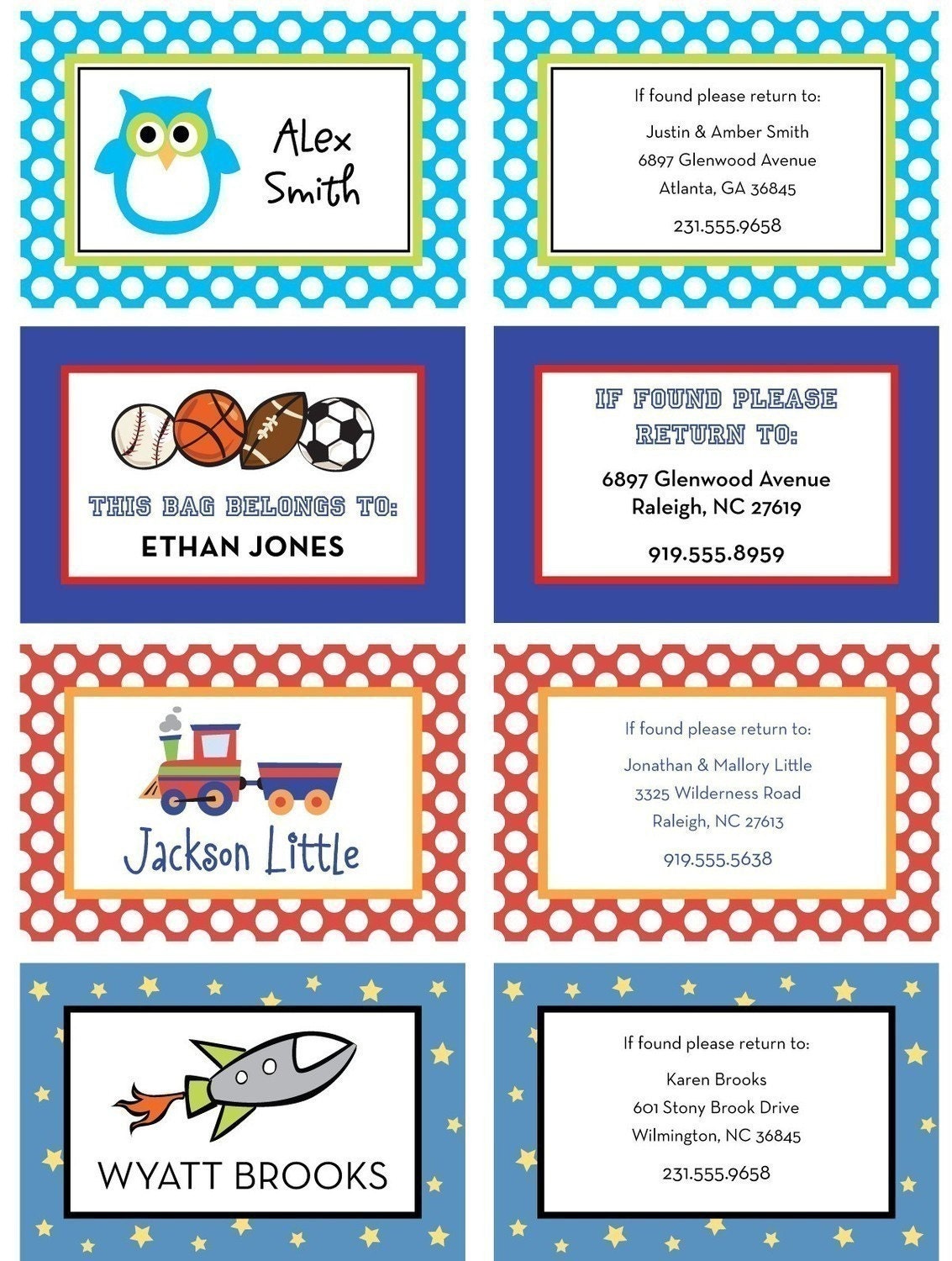 Bag tags for boys, personalized - you pick the design Il_570xn