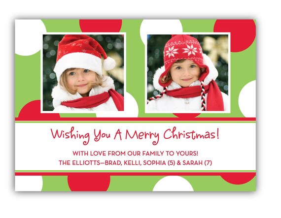 Merry Dots Holiday Photo Card, Custom, Printable, Digital Il_570xn