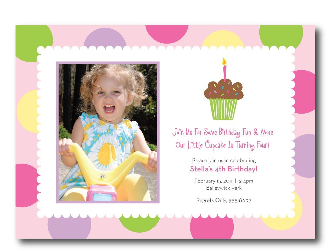 Cupcake Photo Birthday Invitation, Digital, You Print Il_570xn