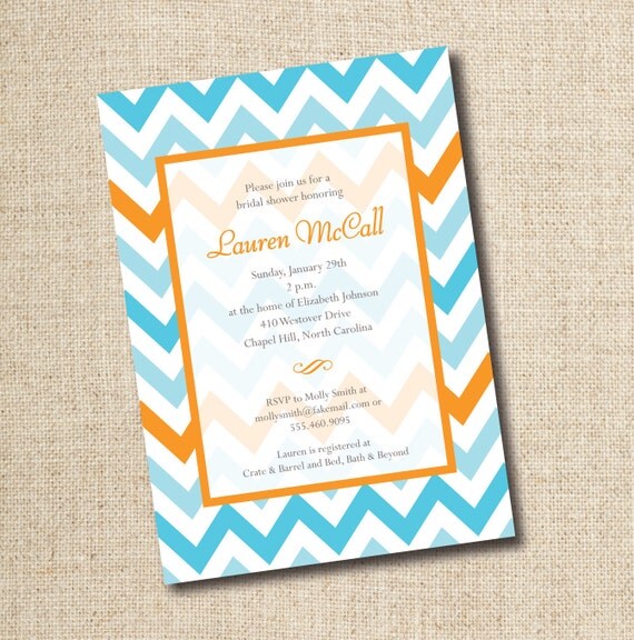 Chevron Pattern Bridal Shower Invitation...Custom, Printable Digital File Il_570xn