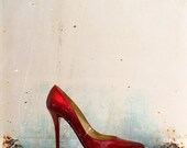 Red Stiletto - sexy red high heels, pumps, stilletos, shoes, 8X8 fine art print