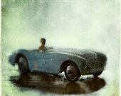 Toy vintage sports car, soft blue tones, kids room  - 8X8 fine Art print