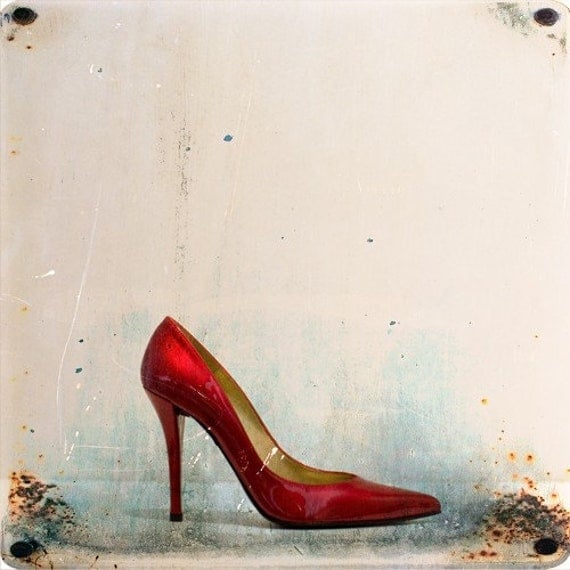 Red Stiletto - sexy red high heels, pumps, stilletos, shoes, 8X8 fine art print