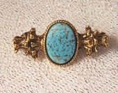Vintage Scarf Clip with Faux Turquoise Stone