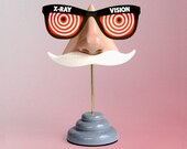 Nose Eyeglass Stand, White Moustache Key Hooks, Men's Geeky Accessory