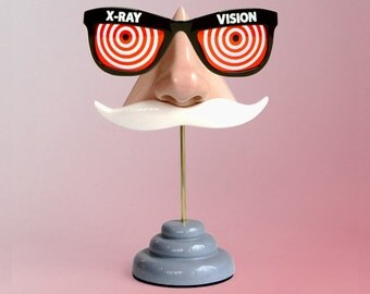Nose Eyeglass Stand, White Moustache Key Hooks, Men's Geeky Accessory