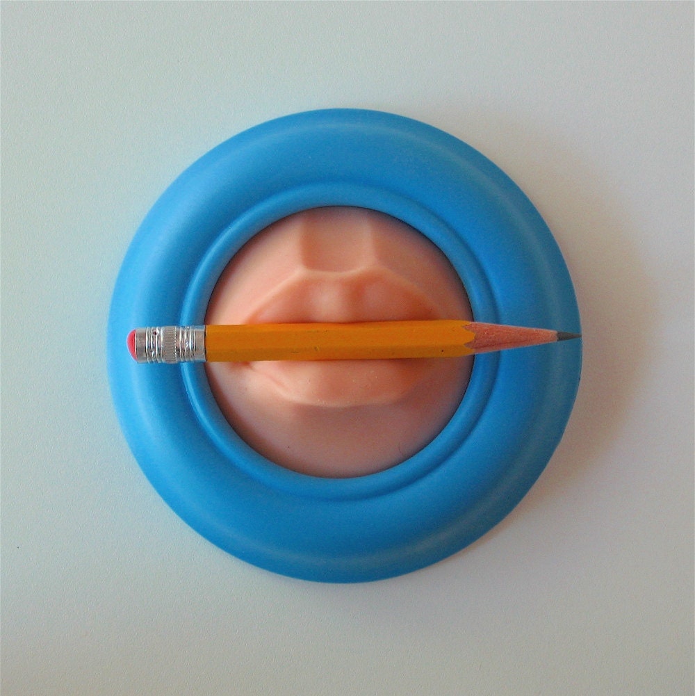 Rubber Lips, Framed Silicone Rubber Mouth, Wall Mounted Sculpture