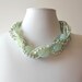 Chunky Necklace Seafoam Green Gemstone Pearl Crystal Silver Beaded Multistrand Bead Jewelry Bridal Necklace Beach Wedding