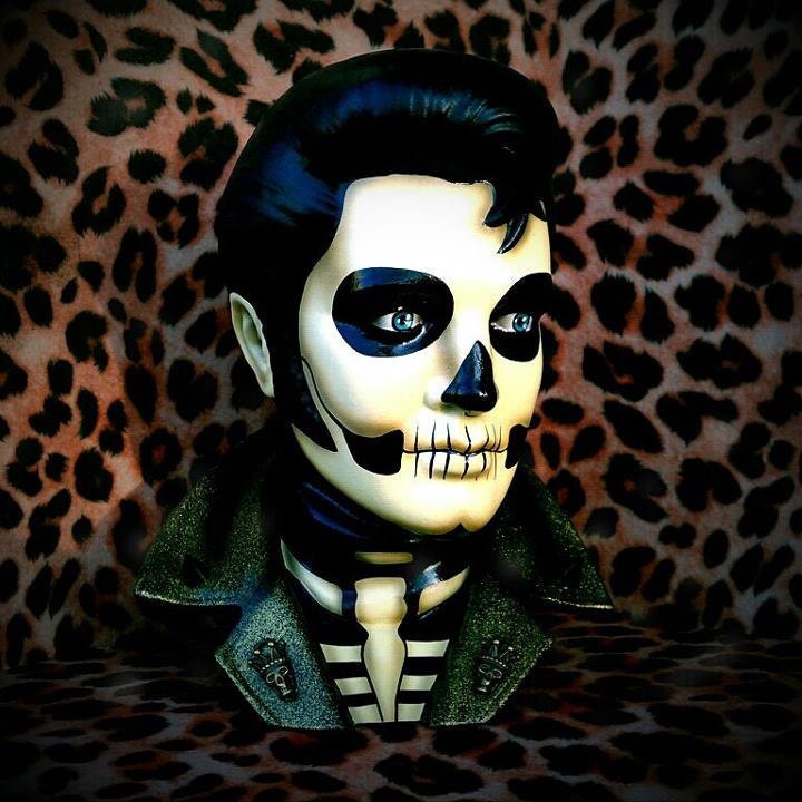 RESERVED for SAMMI Gold Jacket Santa Muerte Day of the Dead Ceramic Bust